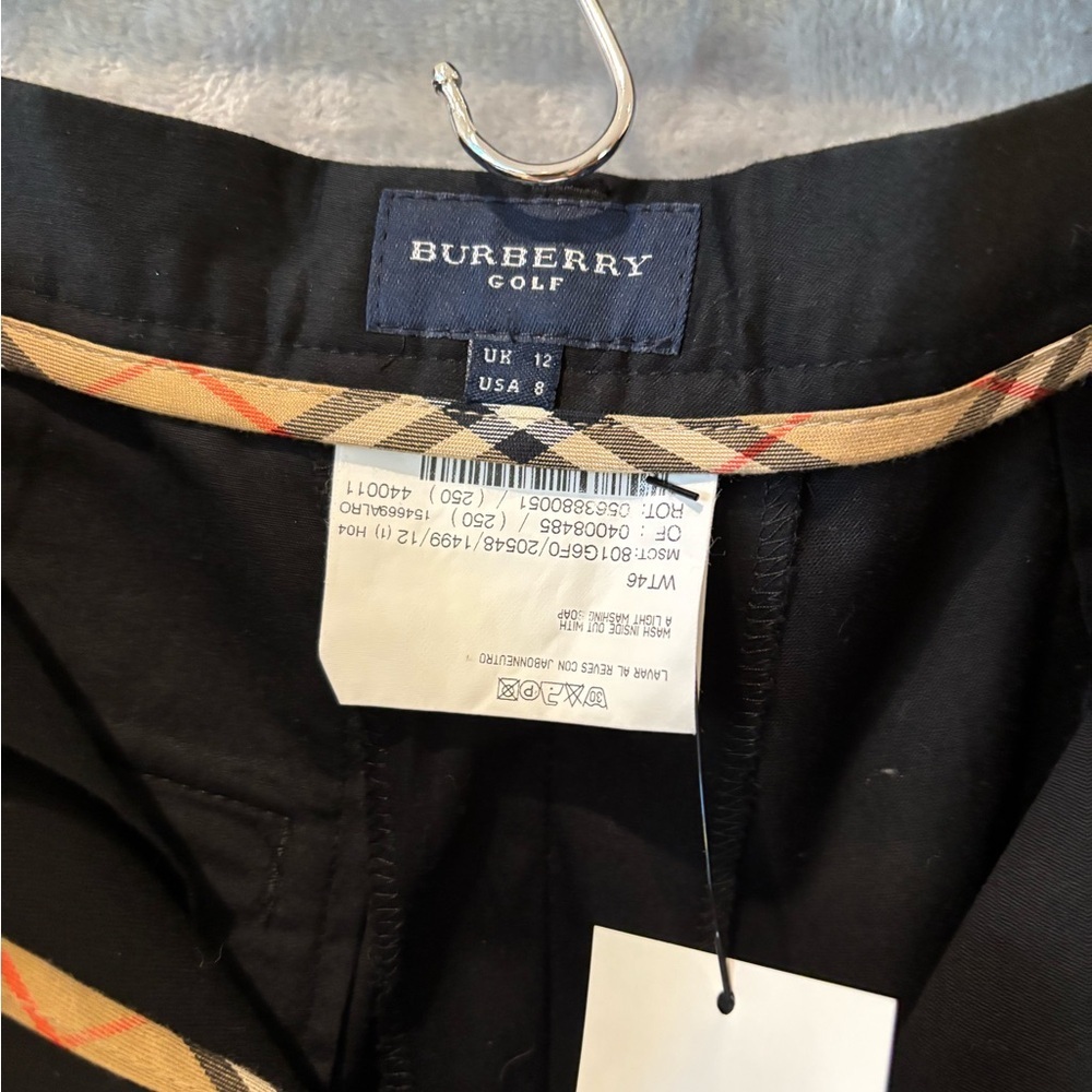 Burberry Golf Sz 8 Black Cropped Pants Nova Check Waistband - Picture 5 of 6